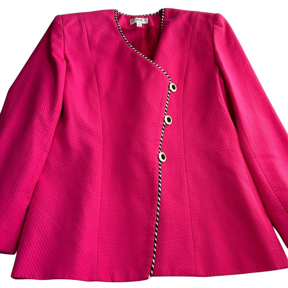 Vintage Donya Z Hot Pink Blazer Shoulder Pads Womens Sz 12 Cotton Blend